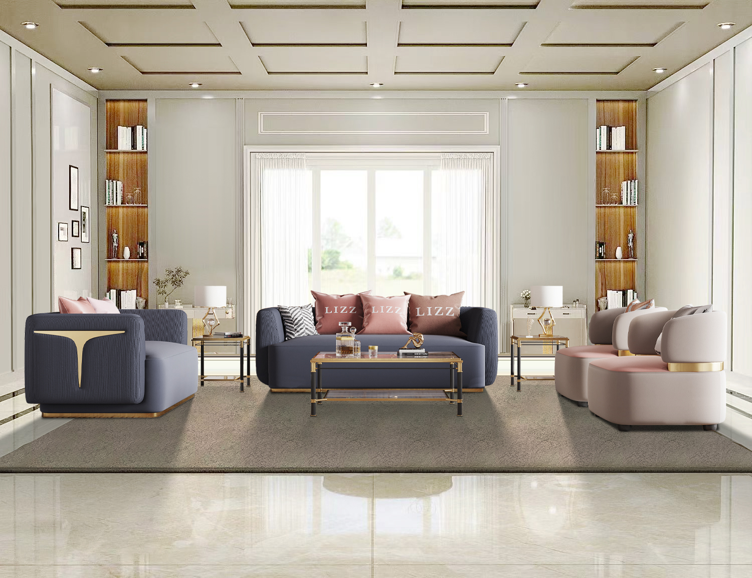 Luxury Dubai Sectional Fabric Sofa for Middle East Market