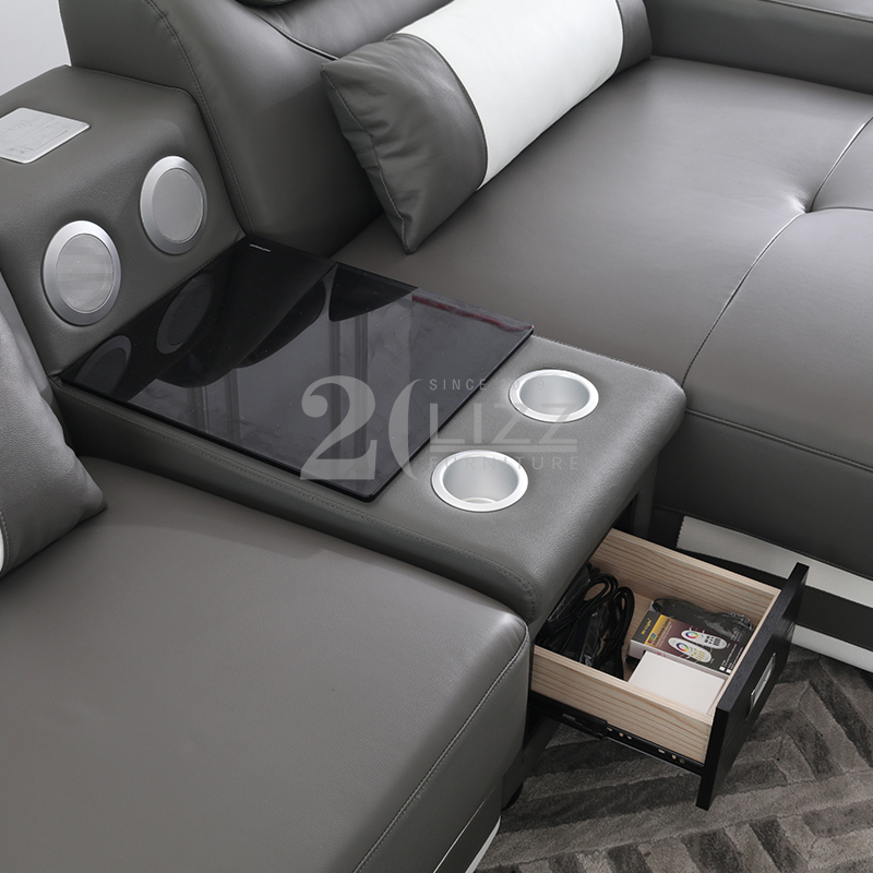 Contemporary Leather Living Room Sofa with Storage