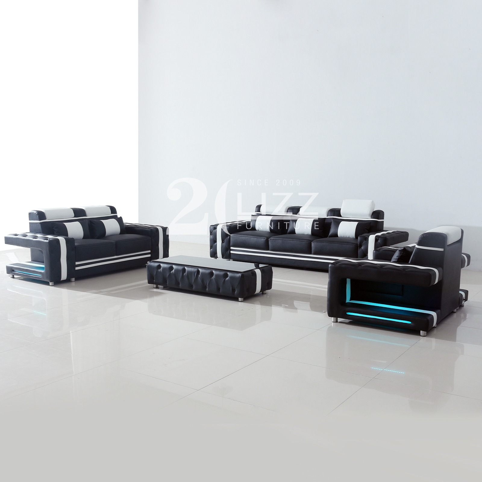 Modern Italian Leather Couch Led Sectional Indoor Sofa