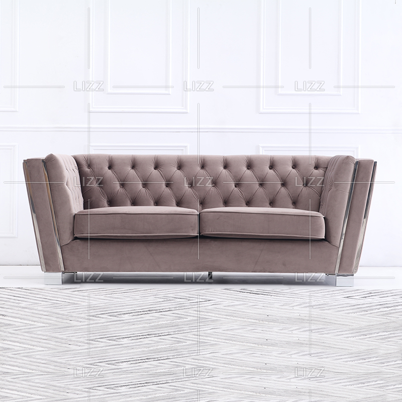 Living Room Leisure Brown Fabric Sofa