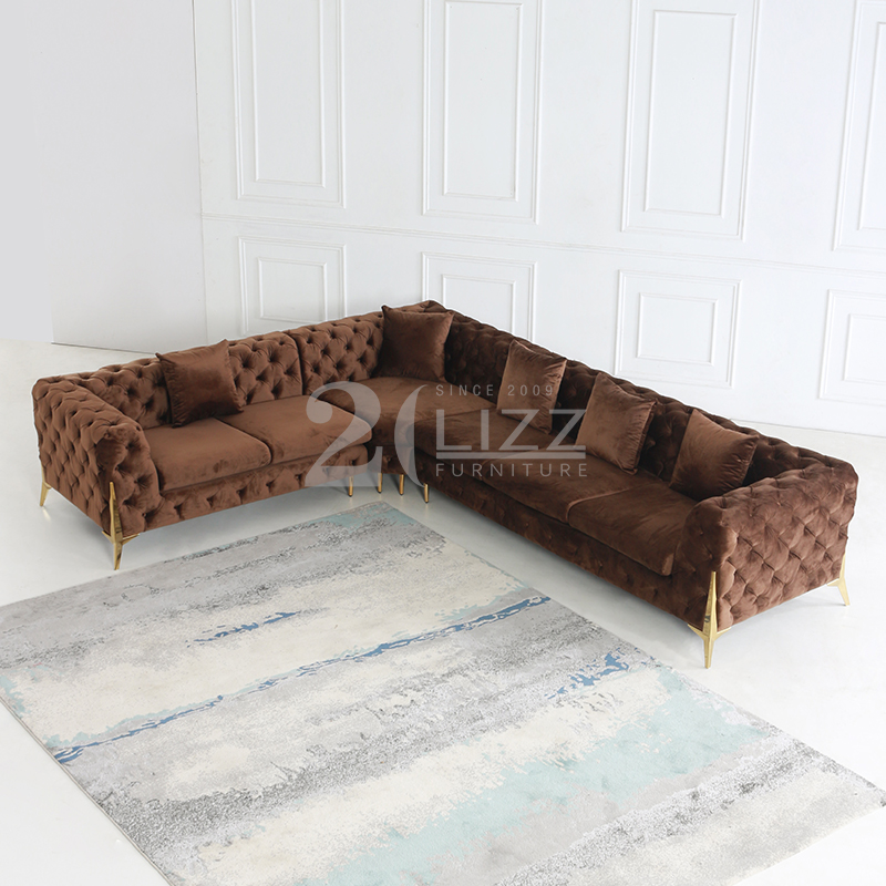 Furniture Set Corner Brown Leather Sofa