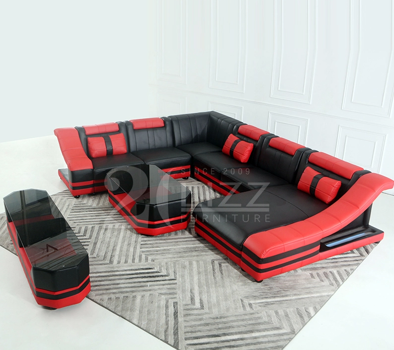 Wholesale Futuristic Sofa Furniture Leather Sectional Sofa with Coffee Table