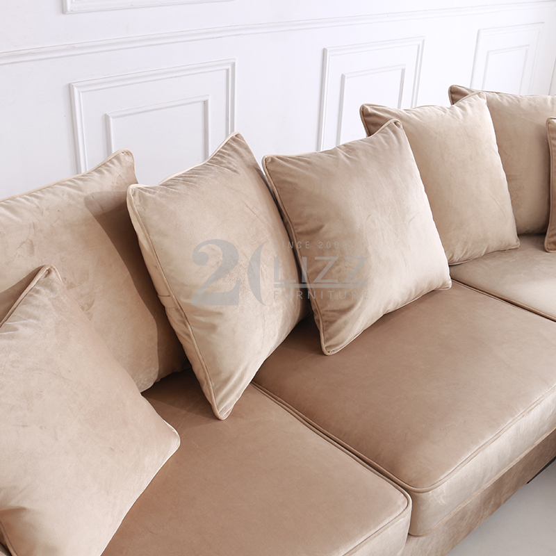 Corner Velvet Fabric Sofa with Wooden Frame