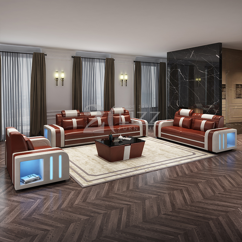 Light Luxury American Style Modern Design Living Room Leather Sofa Furniture