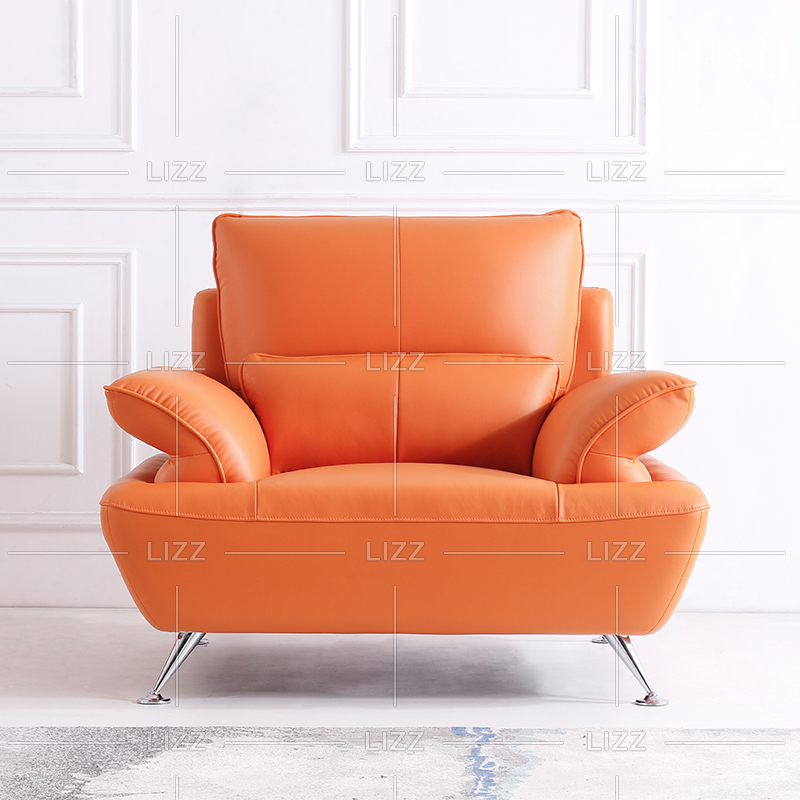 Orange Leather Living Room Sofa Set Sectional Couch from China