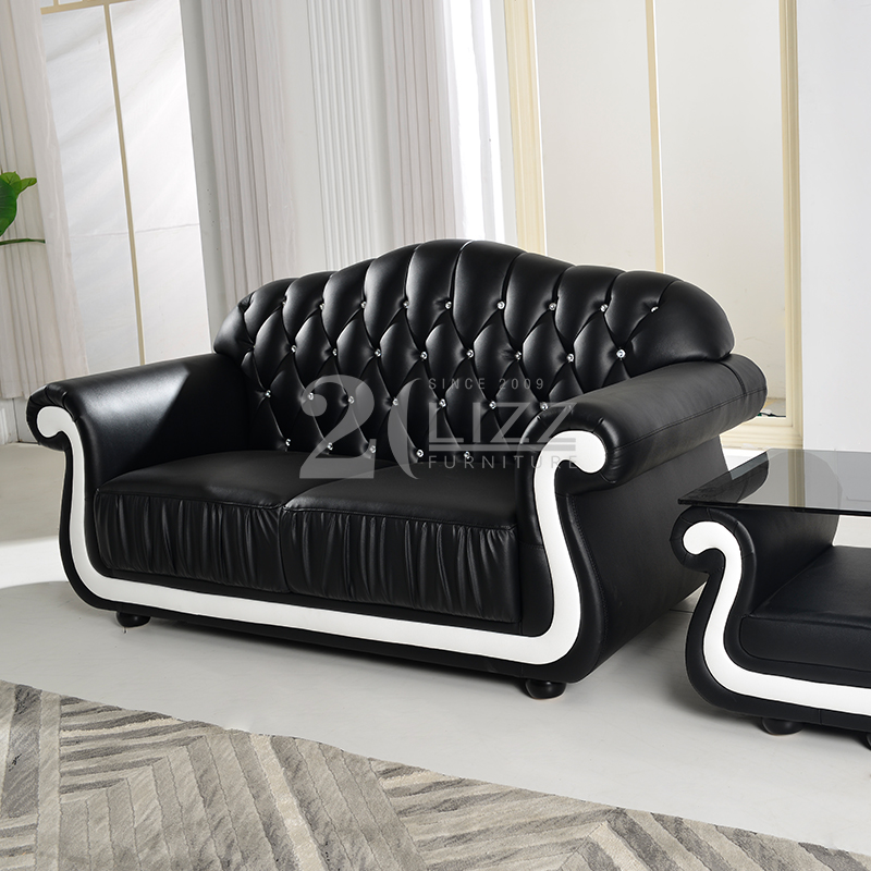 Chesterfield Leather Living Room Sofa with Table