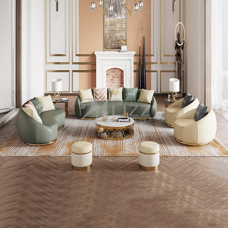 Modular Leather Living Room Sofa with Coffee Table