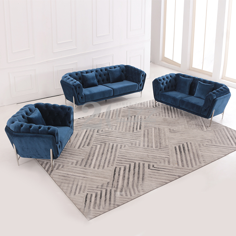 Contemporary Fabric Living Room Sofa with Stainless Steel Feet