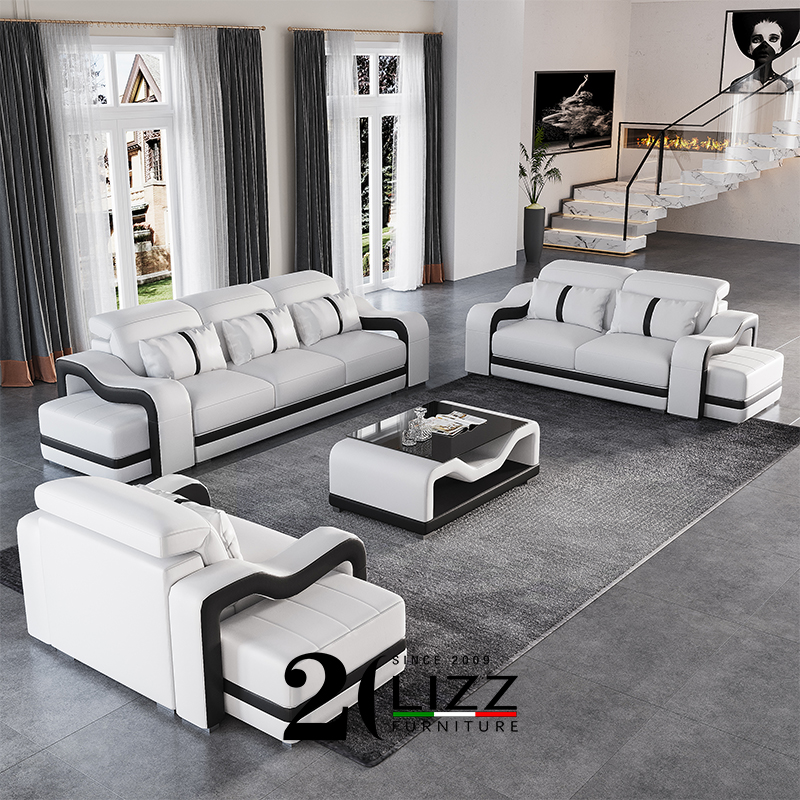 Italian Leather Sofa Set Modern Sectional Couch