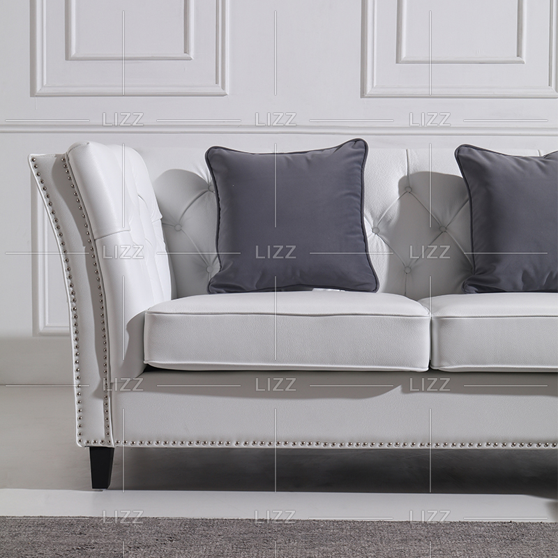 White Italian Leather Living Room Sectional Sofa