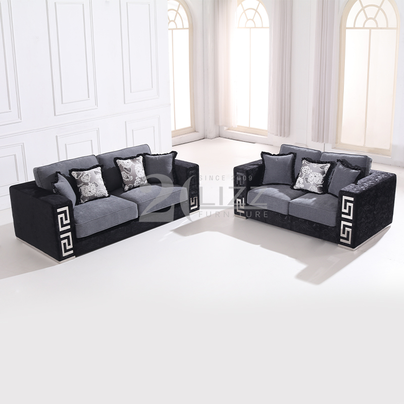 Traditional Living Room Furniture Grey Fabric Sofa Loveseat