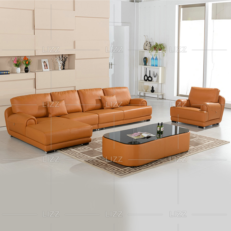 Comfy Minimalist Leather Living Room Sofa