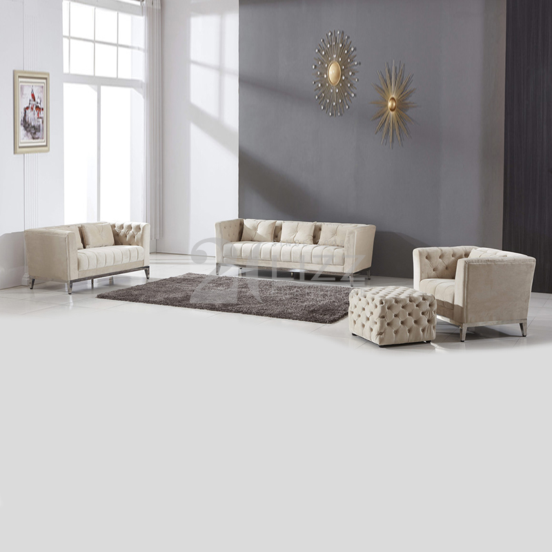 Modern Chesterfield Fabric Sofa for Living Room