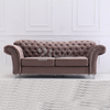 Classic Style Brown Fabric Sofa with Wooden Frame