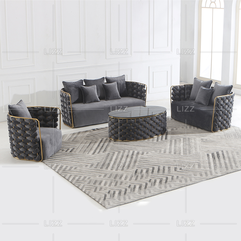 French Fabric Living Room Sofa with Table