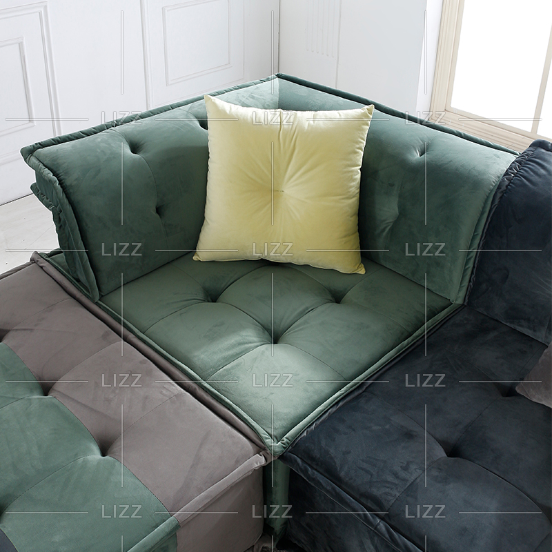 Custom Small Navy Yellow And Green Living Room Sofa