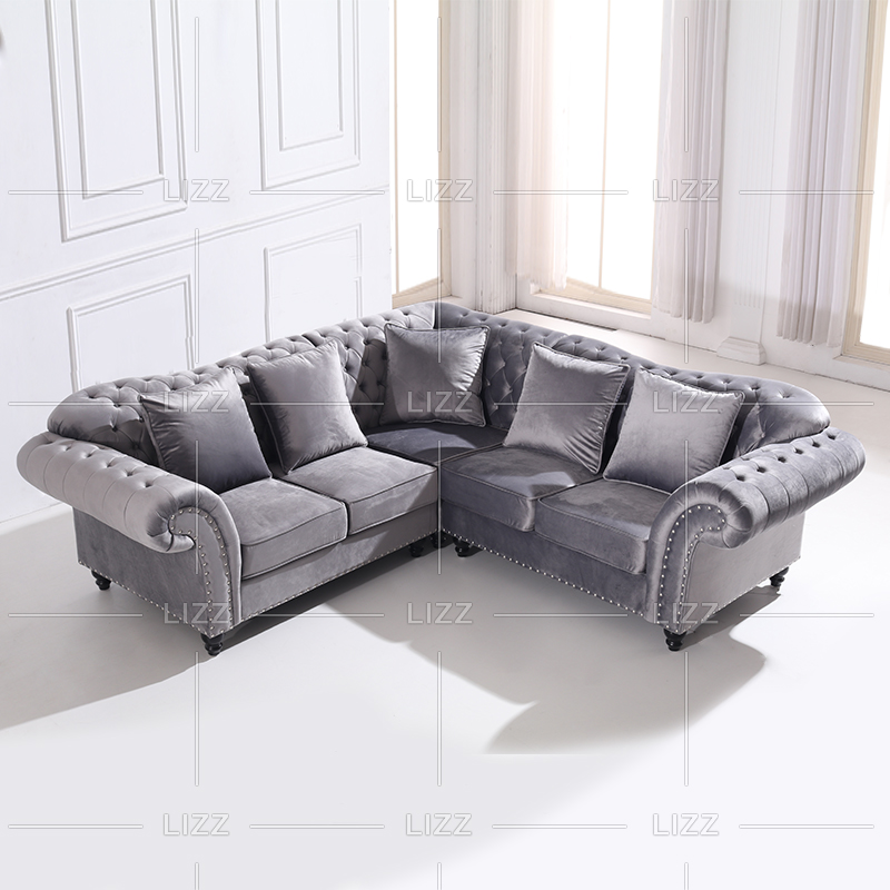Contemporary Leisure Chesterfield Fabric Corner Sofa