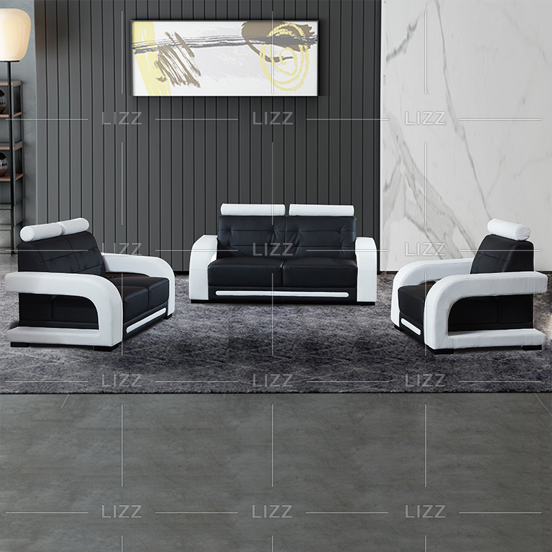 Living Room Leisure Black and White Leather Sofa