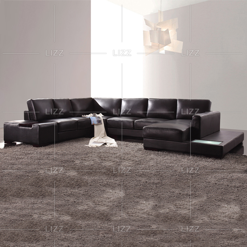 Modern Italian Leather Living Room Sofa Set U-shape Sectional