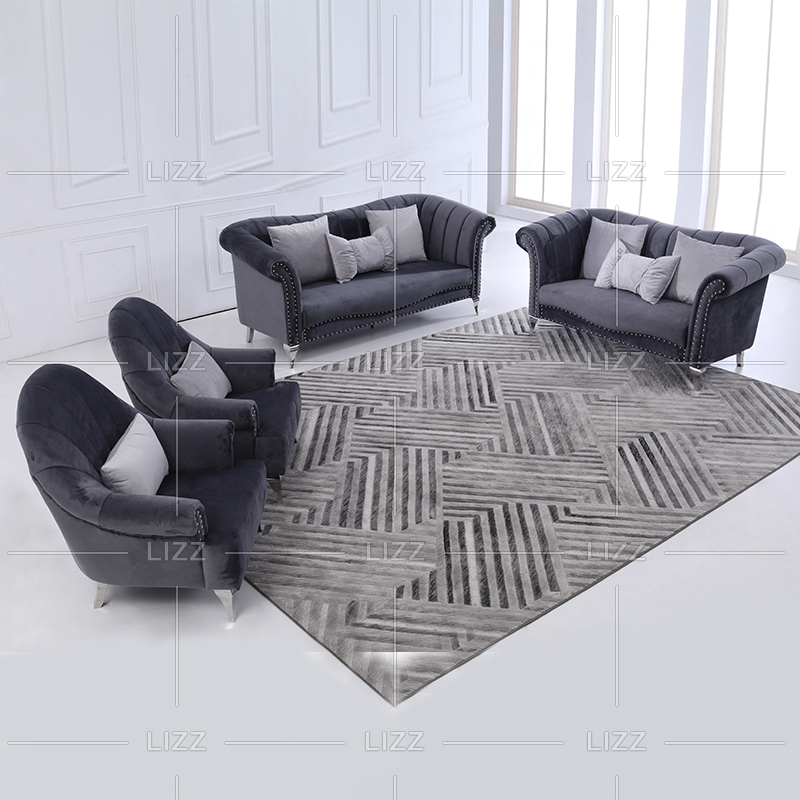 American Modern 7 Seater Sectional Velvet Sofa Set