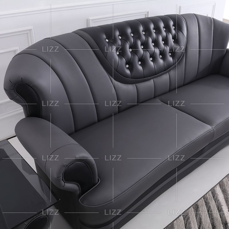 Corner Acrylic Fabric Sofa with Tufted Buttons