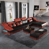 L Shape Leather Led Sectional Sofa with Coffee Table