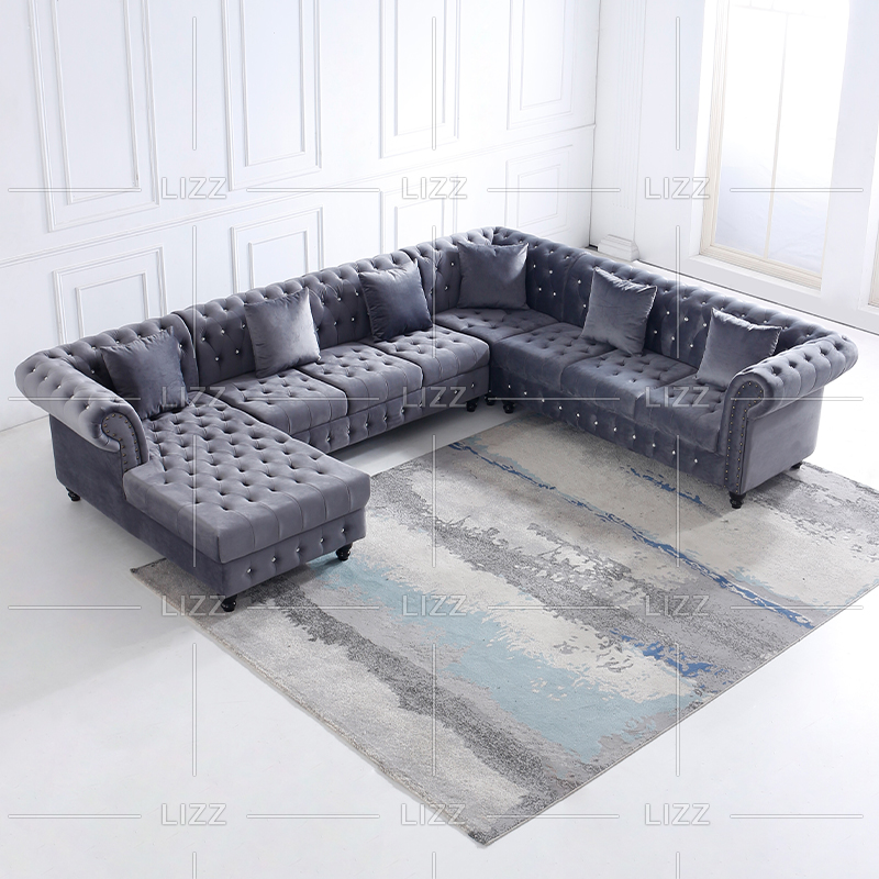 Classical U-shape Sectional Fabric Living Room Sofa