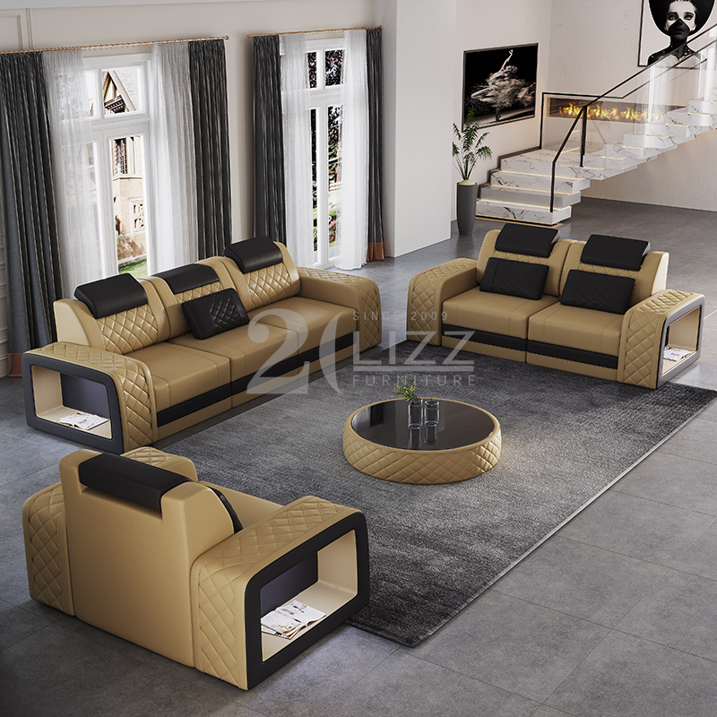 Leisure Tufted Led Sectional Sofa with Coffee Table
